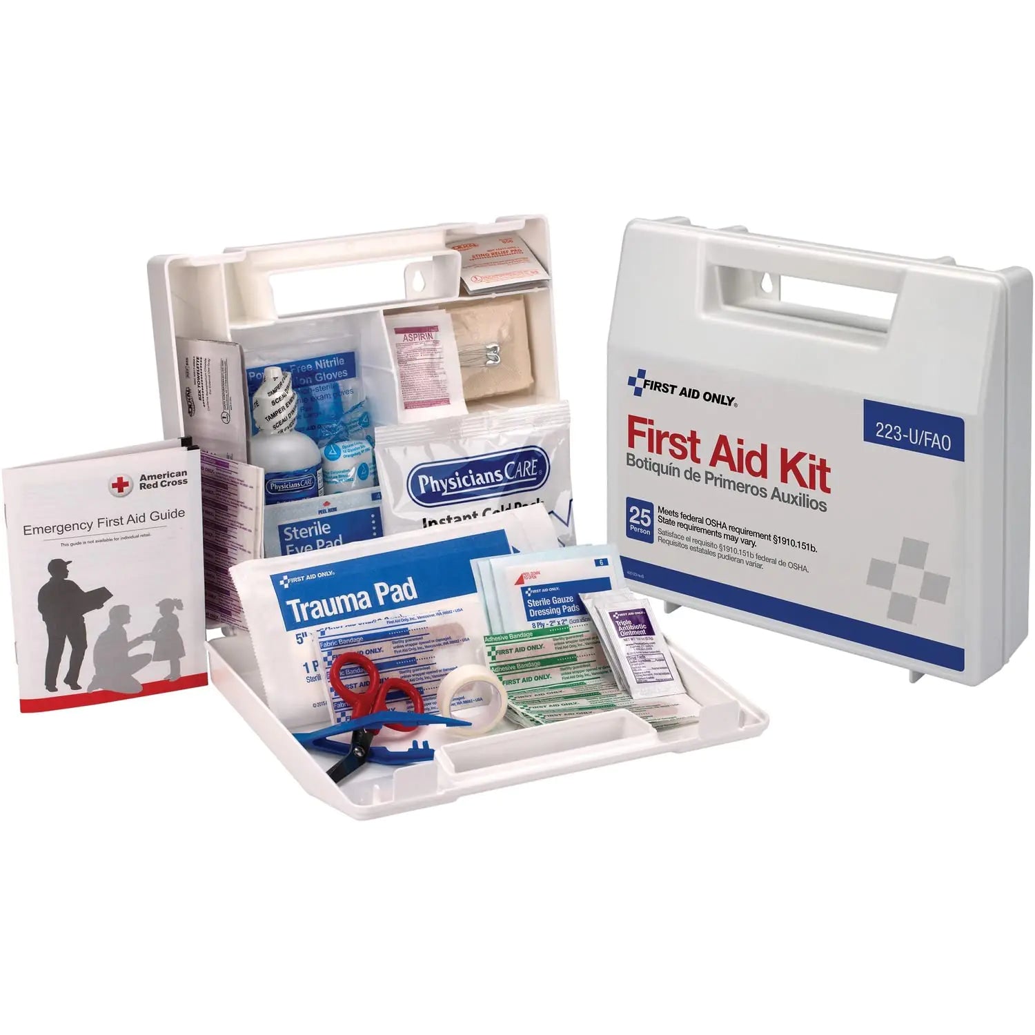 First Aid Only 223-U 25-Person Emergency First Aid Kit for Home Work and Travel 107 Pieces