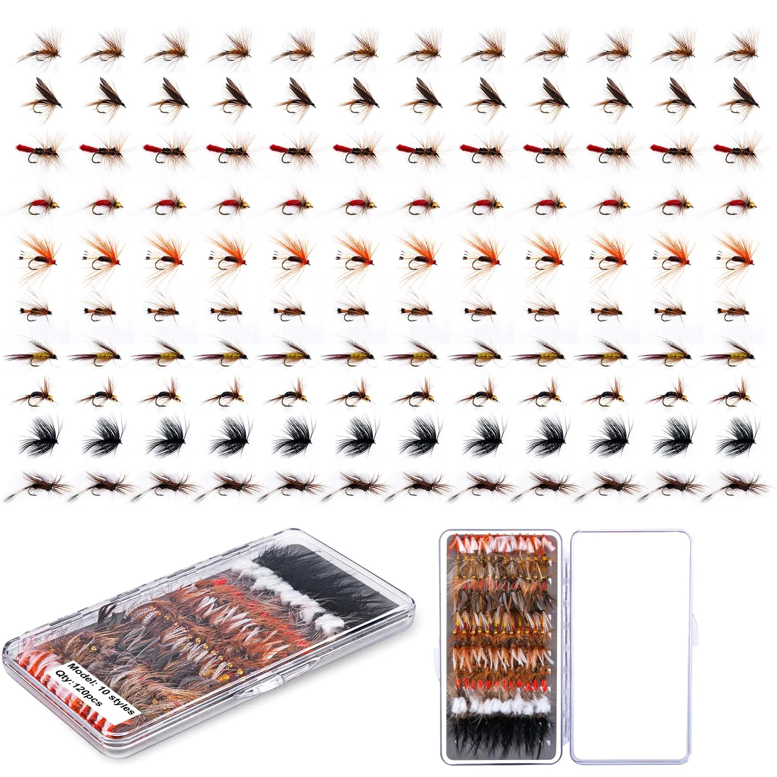 UNYLE Fly Fishing Flies KitDry Flies Wet Flies Streamers Nymphs for Fly Fishing Trout Flies Fly Lures with Fly BoxFly Fishing Assortment Kit for Bass Trout Steelhead Salmon Fishing Gifts for Men
