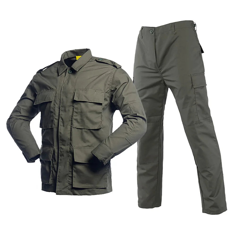 Military Tactical Camouflage BDU Uniform Suit Army Outdoor Hunting Training Suit Jacket Pants Men's Waterproof Durable