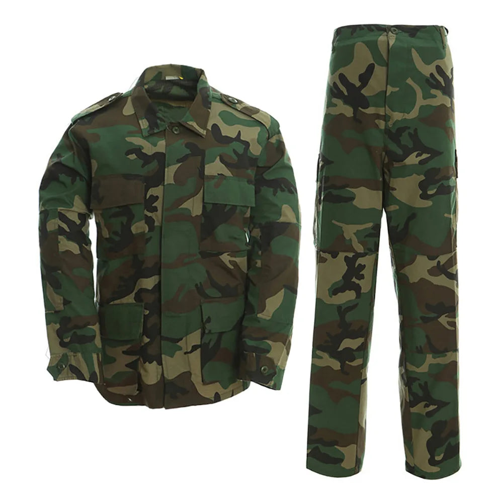 Military Tactical Camouflage BDU Uniform Suit Army Outdoor Hunting Training Suit Jacket Pants Men's Waterproof Durable