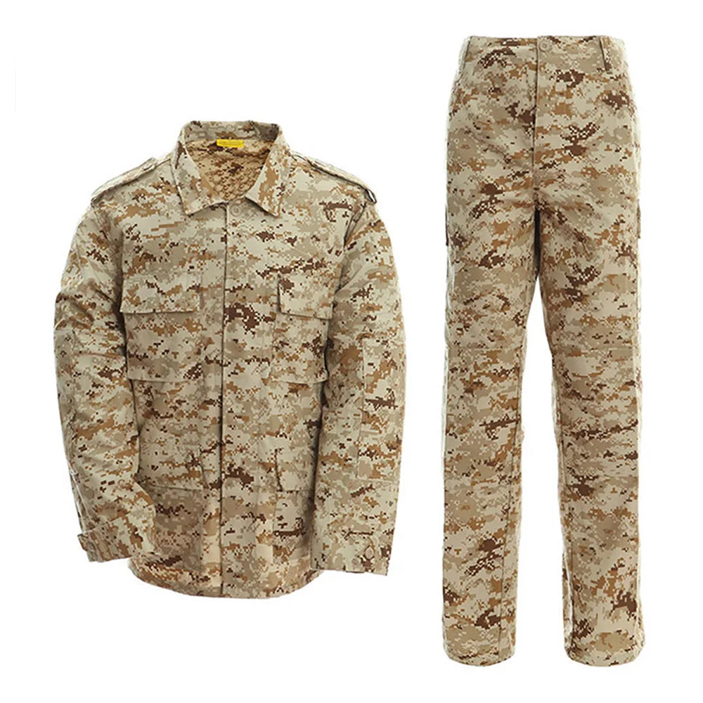 Military Tactical Camouflage BDU Uniform Suit Army Outdoor Hunting Training Suit Jacket Pants Men's Waterproof Durable