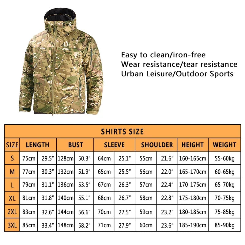 HAN WILD Hiking Down Tactical Jackets Man Winter Warm Outdoor Windbreaker Casual Jacket Camouflage Duck Down Parka Coats