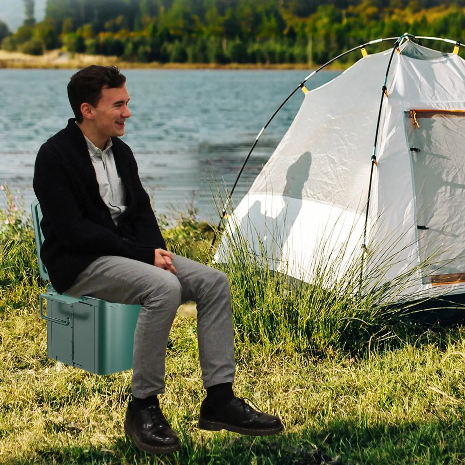 Portable Camping Toilet Ergonomic Handle Outdoor Toilet Heavy Duty Compact Training Seat For Kids Adults Car Rv Beach Hiking