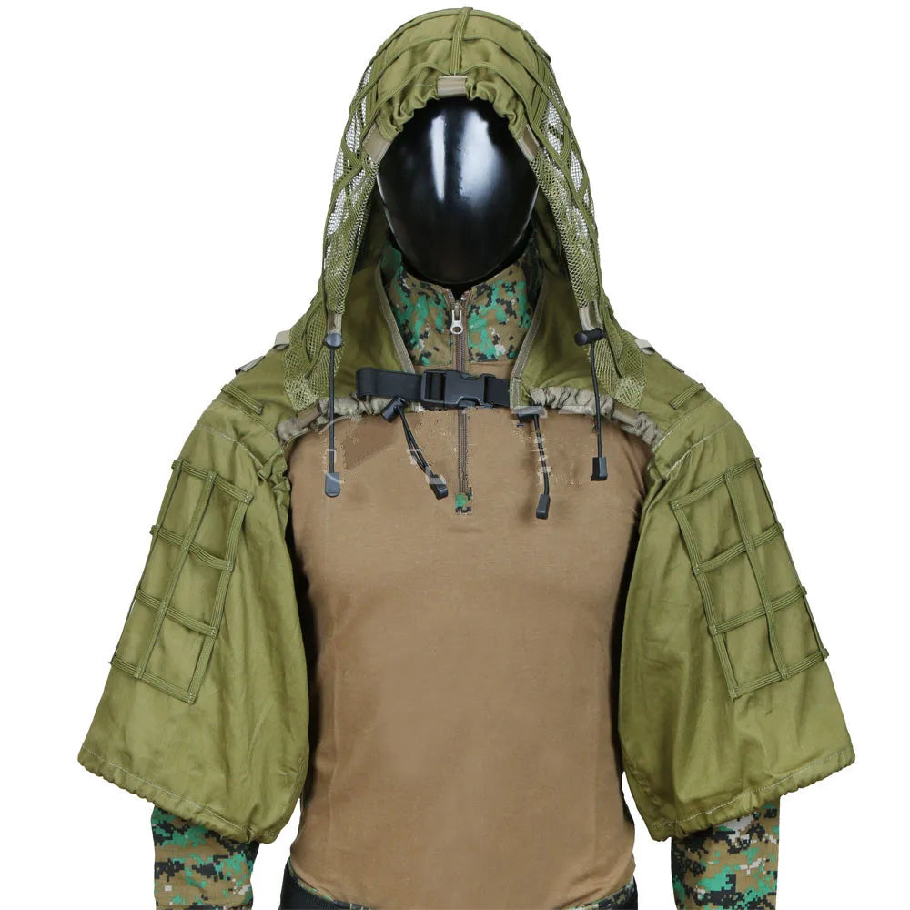 New Tactical CS Training Hunting Clothes With Yarn Sniper Camouflage Mesh Ghillie Suits Foundation Outdoor Shooting Jacket Sets
