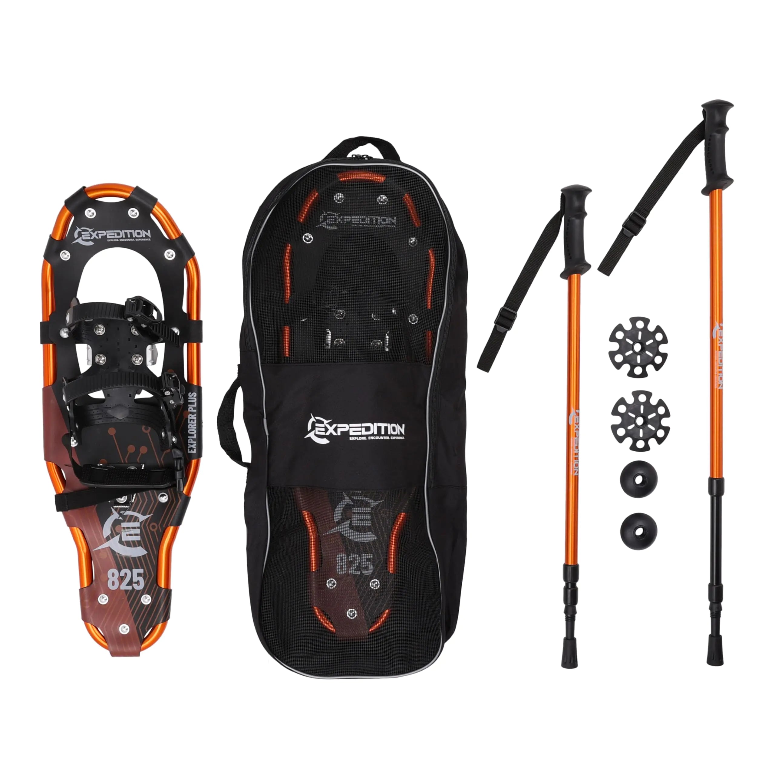 Lightweight Aluminum Frame Snowshoes with Dual Ratchet Bindings Nylon Heel Strap HDPE Decking Includes Heavy Duty Carry Bag Available in Adult and Kids Sizes