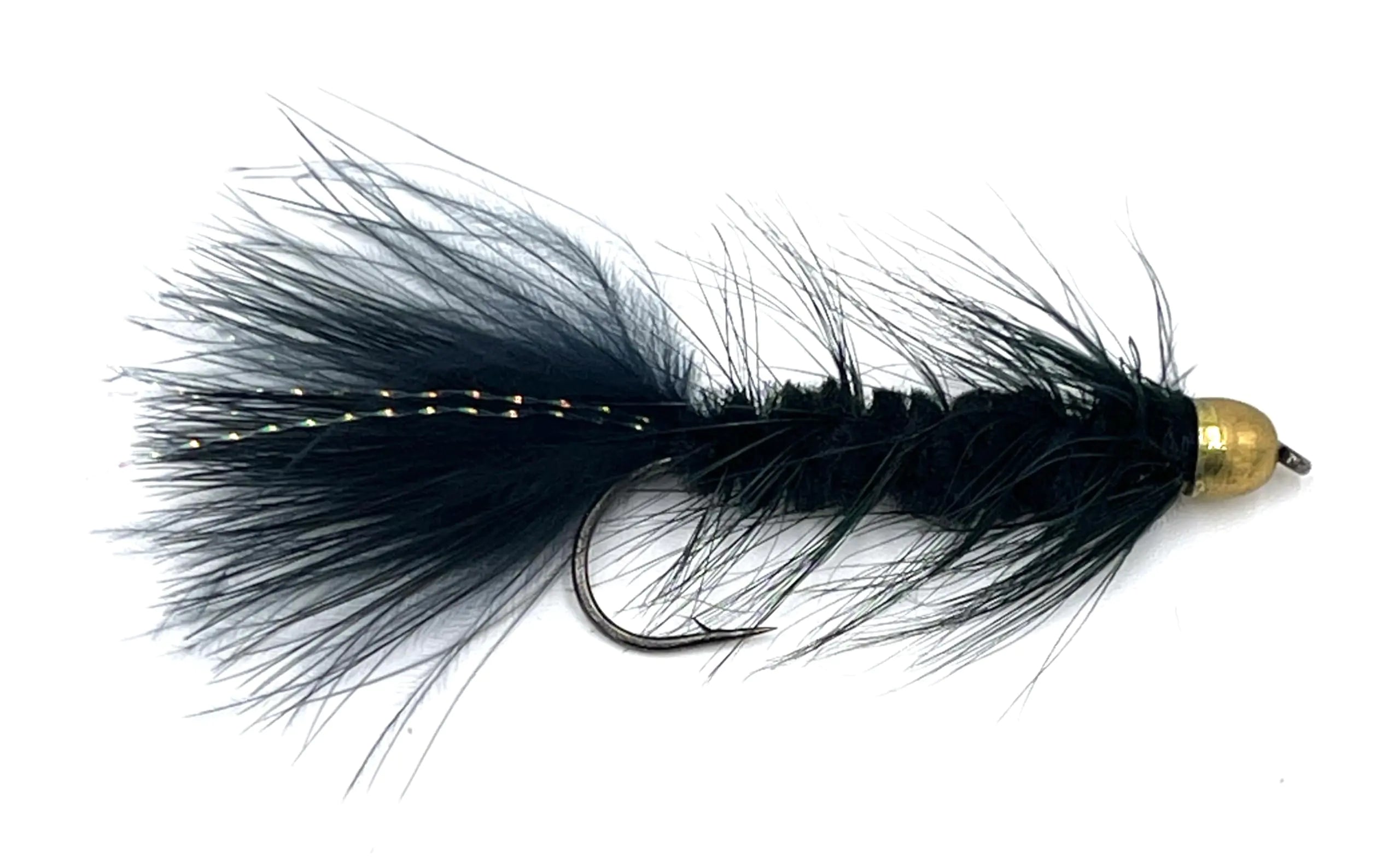 Feeder Creek Woolly Bugger Fly Fishing Flies for Trout Bass and Salmon- 12pc Handmade Wet Flies for Fly Fishing in Various Patterns/Colors | Streamer Flies (6 Black)