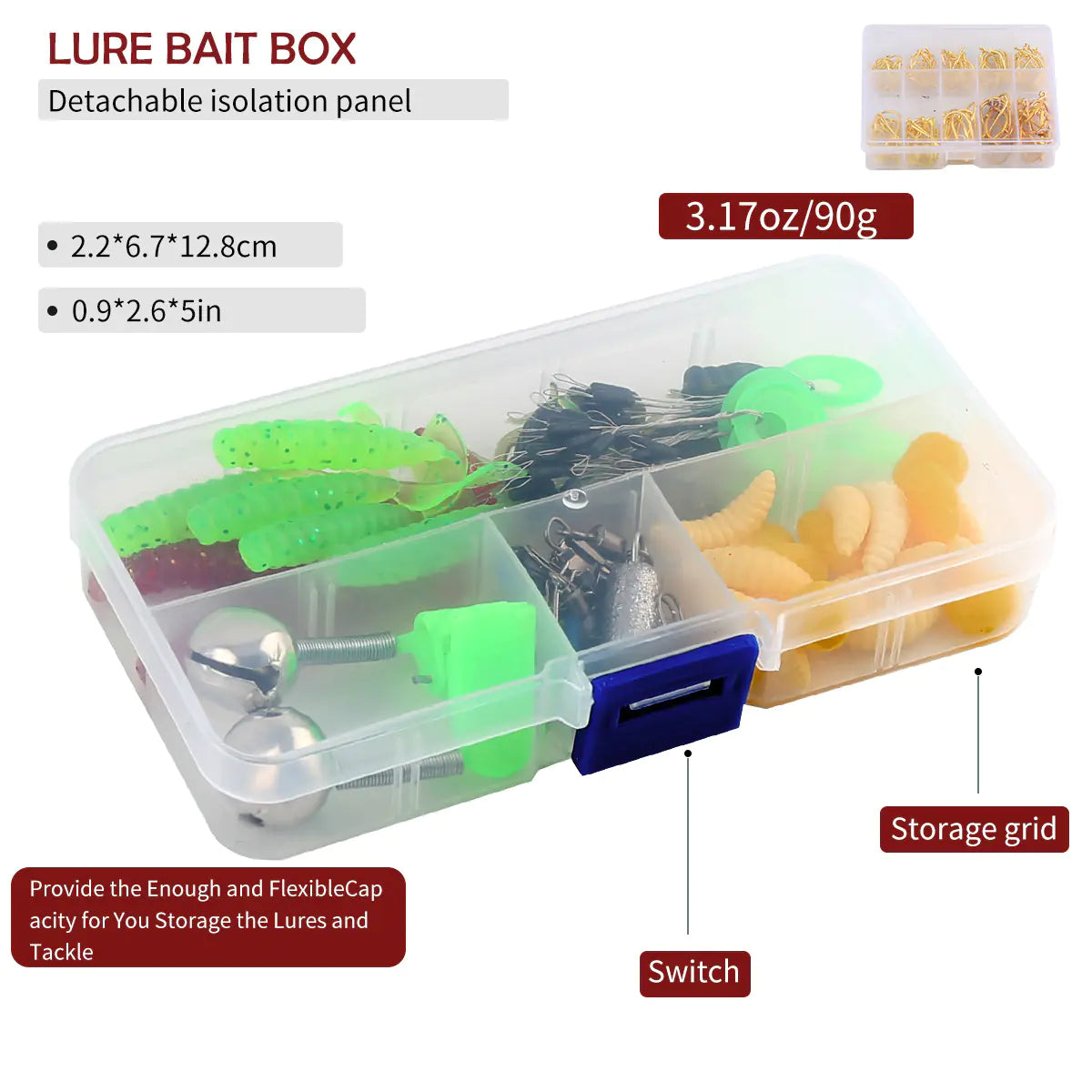 ZURYP Fishing Gear Set with Rod, Soft Baits, Hooks