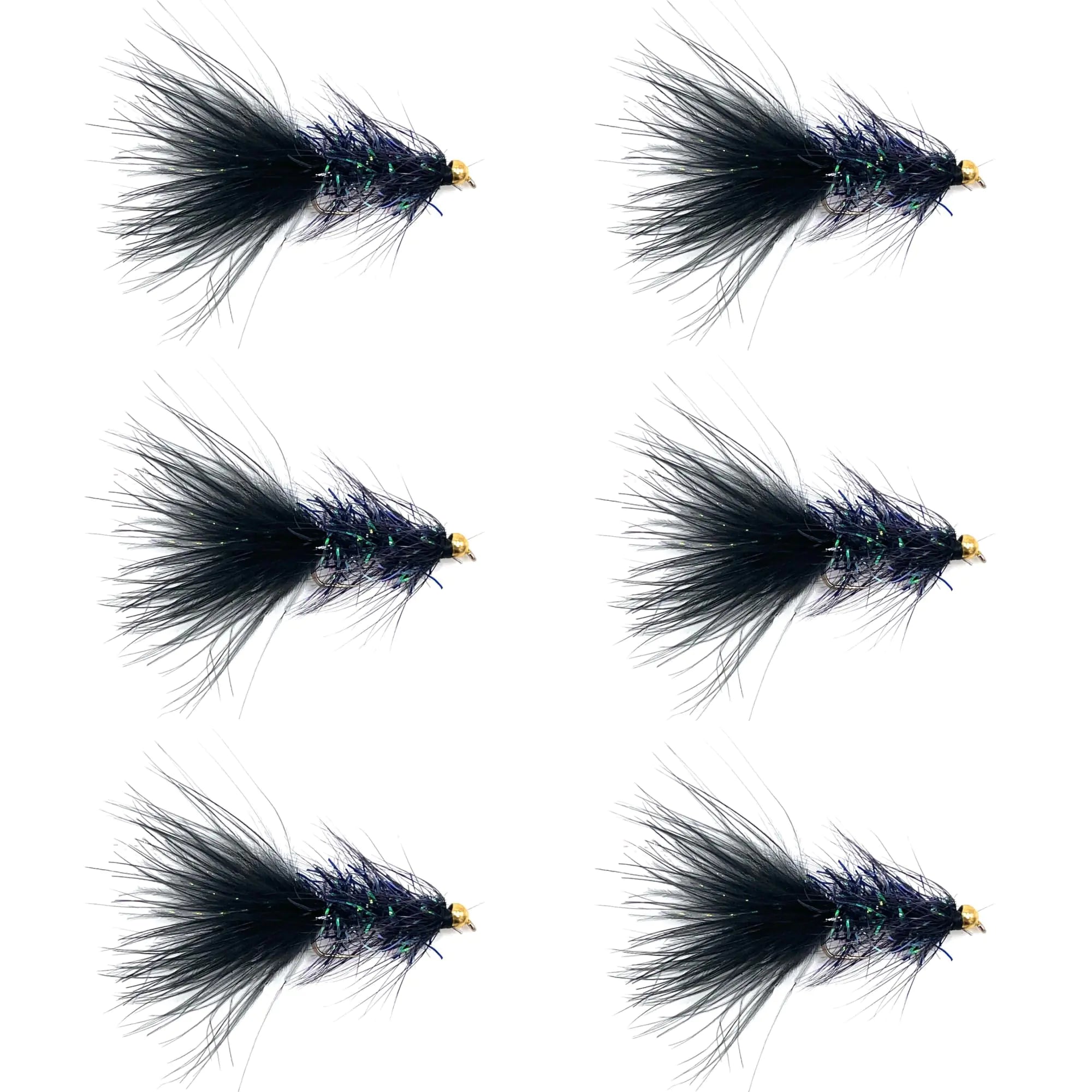 Feeder Creek Fly Fishing Flies | 6pc Woolly Bugger Assortment in 4 Colors 3 Sizes - Ideal Flies for Fly Fishing | Trout Flies | Bass Flies | Streamer Flies | Wet Flies (Size 6 White - 6 Pack)
