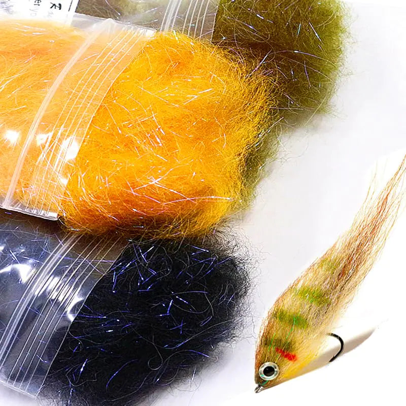 Fly Tying Laser Yarn 6 Deep Colors Fly Tying Dubbing Long Laser Fiber Dub Fly Tying Materials