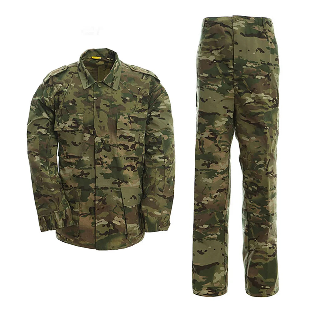 Military Tactical Camouflage BDU Uniform Suit Army Outdoor Hunting Training Suit Jacket Pants Men's Waterproof Durable