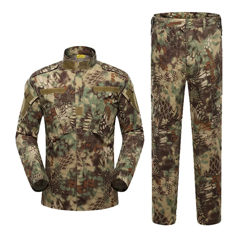 Military Tactical Camouflage BDU Uniform Suit Army Outdoor Hunting Training Suit Jacket Pants Men's Waterproof Durable
