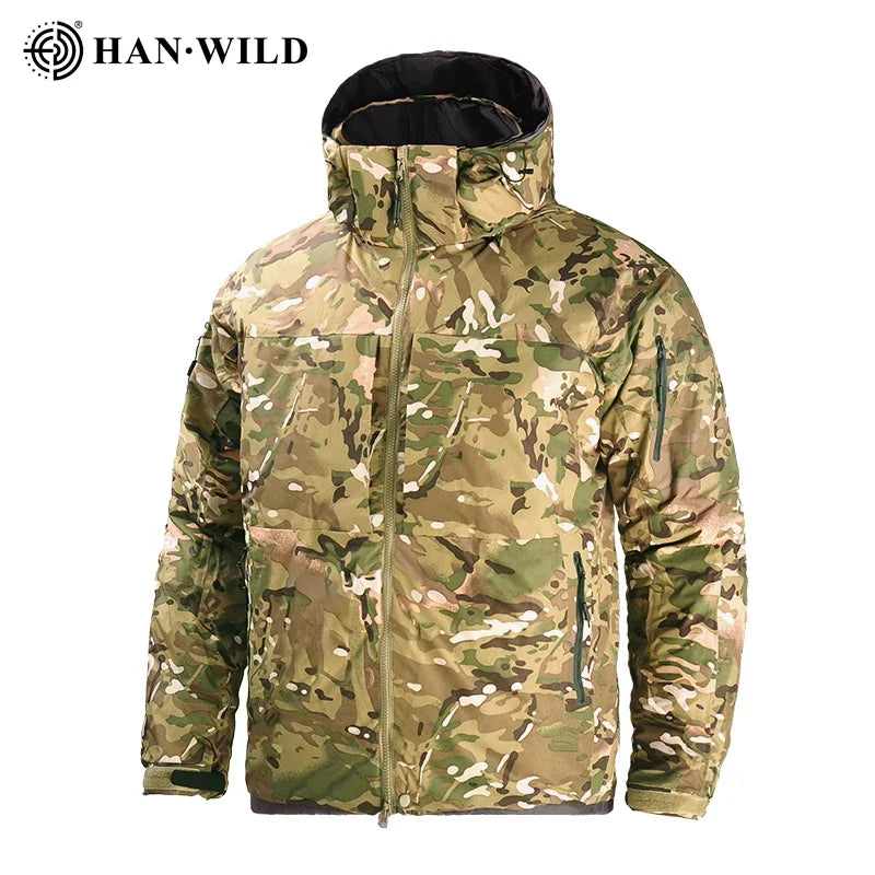 HAN WILD Hiking Down Tactical Jackets Man Winter Warm Outdoor Windbreaker Casual Jacket Camouflage Duck Down Parka Coats
