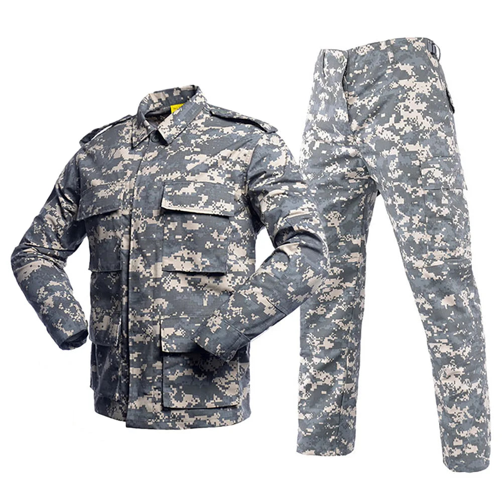 Military Tactical Camouflage BDU Uniform Suit Army Outdoor Hunting Training Suit Jacket Pants Men's Waterproof Durable
