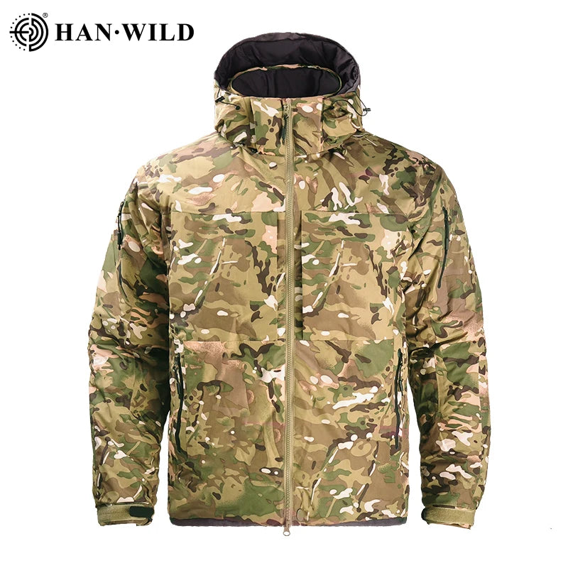 HAN WILD Hiking Down Tactical Jackets Man Winter Warm Outdoor Windbreaker Casual Jacket Camouflage Duck Down Parka Coats