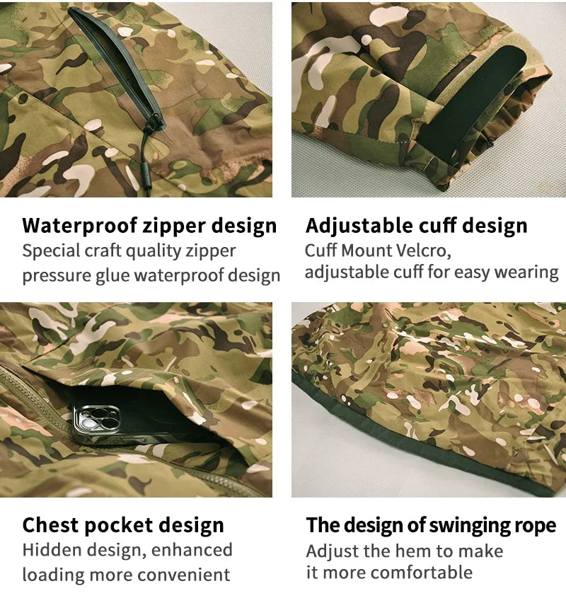 HAN WILD Hiking Down Tactical Jackets Man Winter Warm Outdoor Windbreaker Casual Jacket Camouflage Duck Down Parka Coats