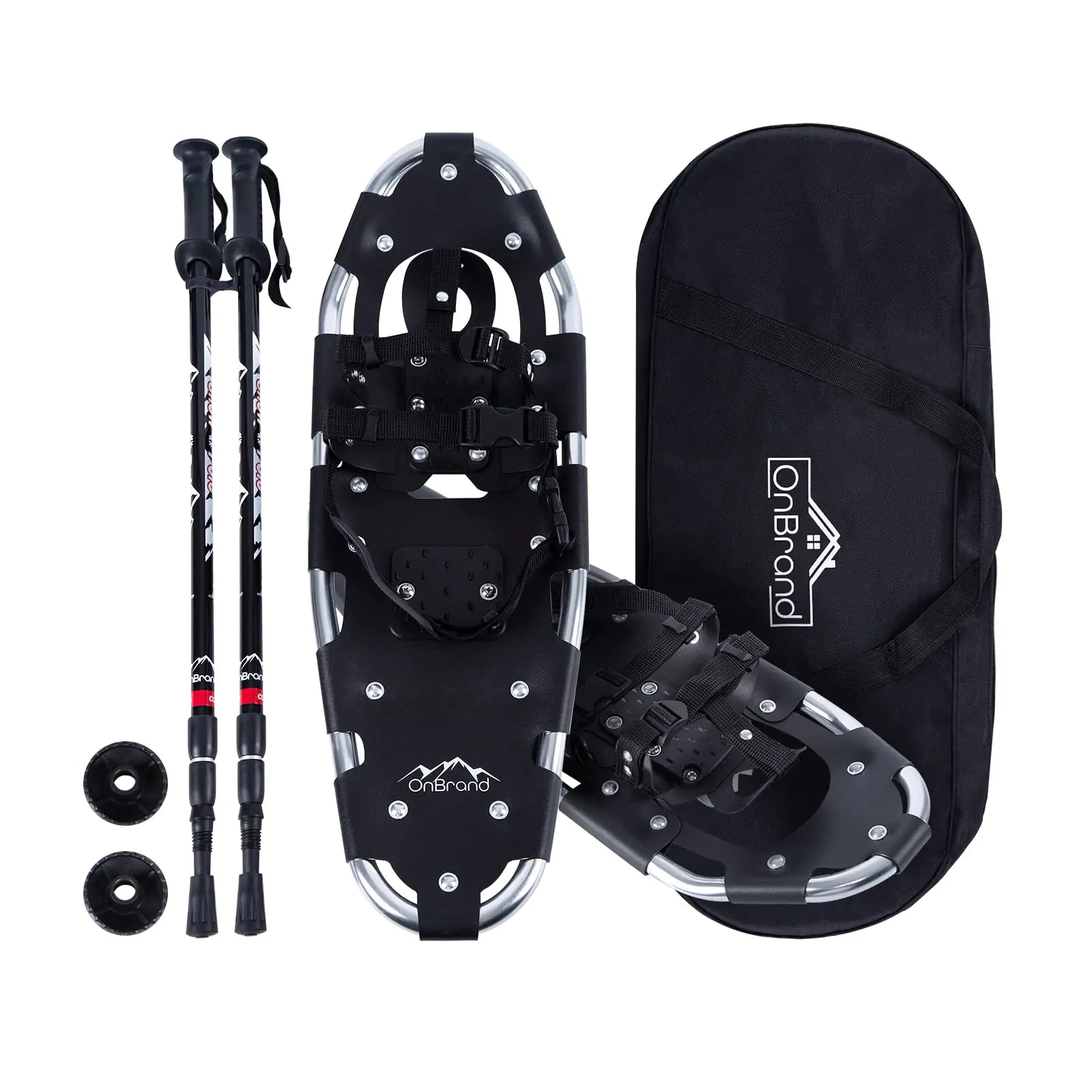 OnBrand Snowshoes for Men Women Youth Kids with Trekking Poles Lightweight Aluminum Alloy Snow Shoes with Carry Bag and Adjustable Ratchet Bindings Snowshoe 21 Inches