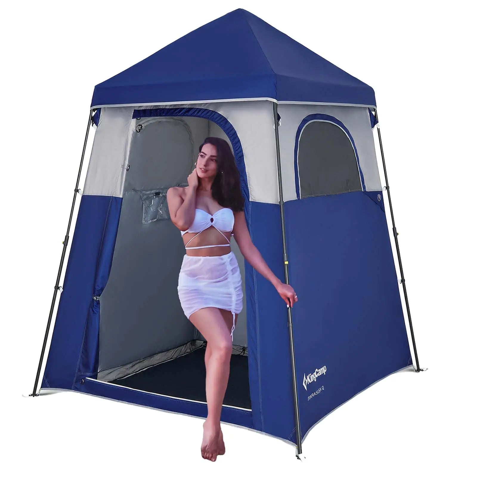 KingCamp Outdoor Shower Tents for Camping Portable Instant Pop Up Privacy Tent 3 Room Bathroom Tent Water Resistant Windproof Changing Tent Outdoor Shower Enclosure Beach Camping Hiking RV