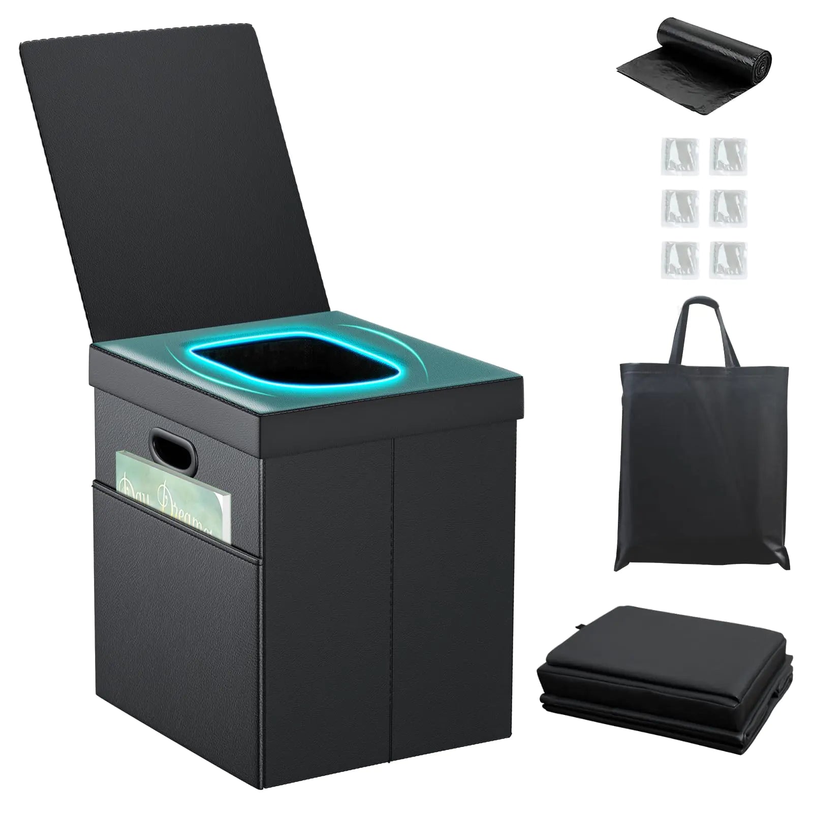 Glendan Portable Toilet for Adults 15.8-inch Floding Portable Camping Toilet Portable Potty for Adults Portable Toilet for Camping Hiking Travel Beach Boat Tent Car Van Indoor Outdoor