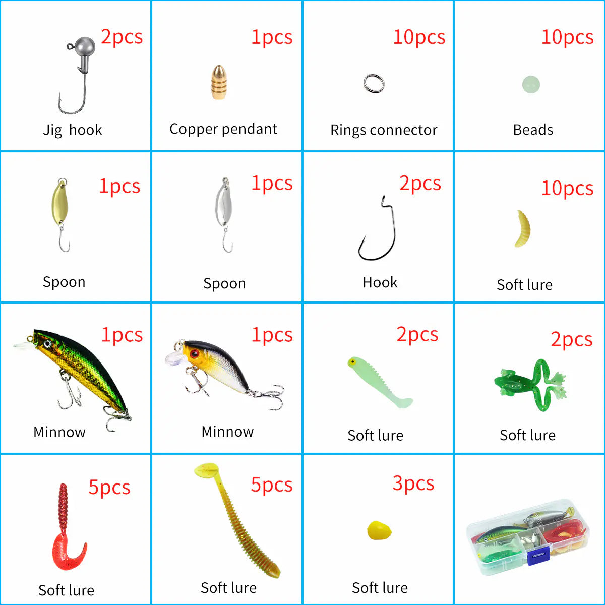 Bionic Lure Set with Soft Baits and Minnows Combo