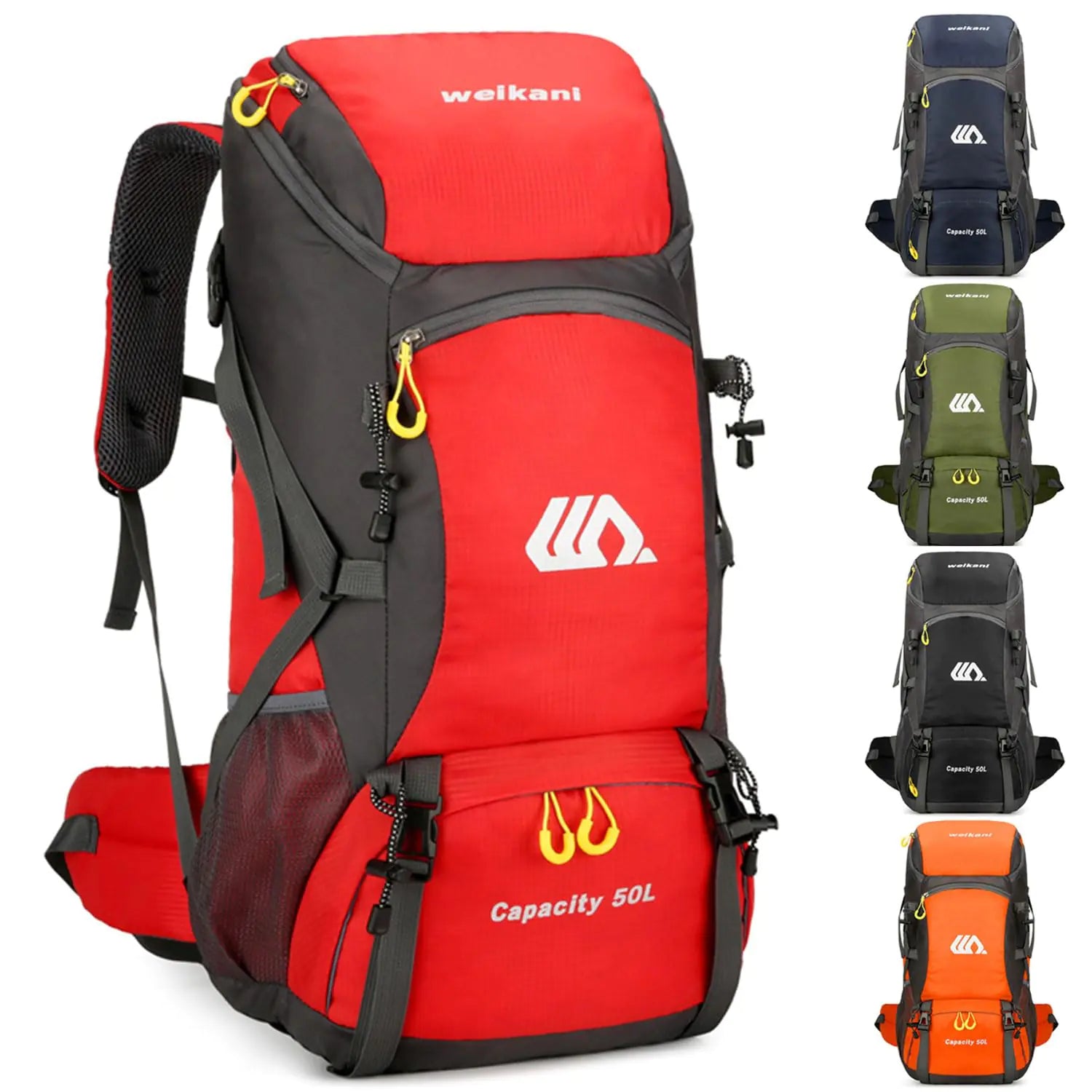 Favuit Hiking Backpack Internal Frame Camping Backpack 50L Lightweight Foldable Sport Daypack Travel Bag for Men Women Backpacking Mountain Climbing Camping (Red)