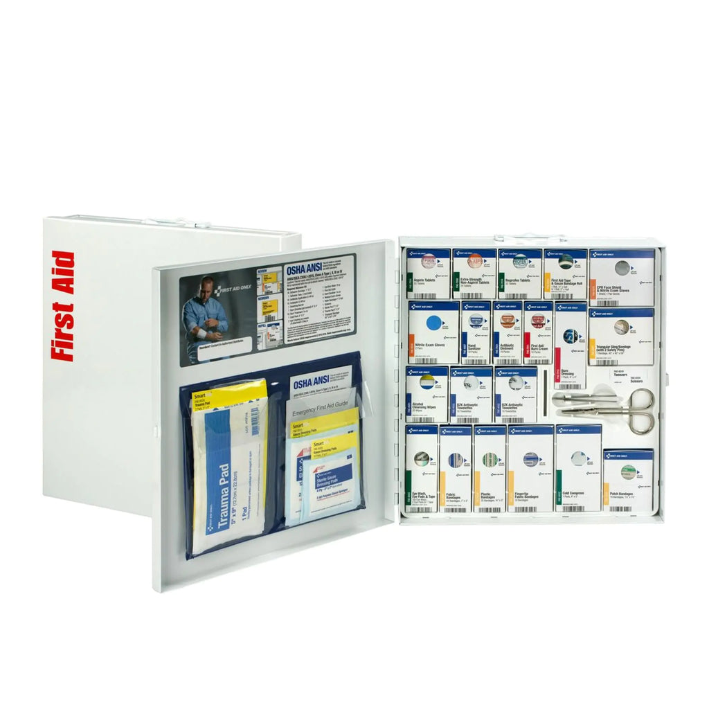 First Aid Only 746000 SmartCompliance 50-Person ANSI A+ and OSHA Compliant First Aid Kit for Business Large Metal First Aid Cabinet with Medications 241 Pieces