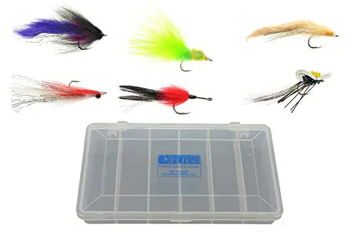 DiscountFlies Tarpon Saltwater Fly Fishing Flies – Fishing Kit w/6 Assorted Flies + Fly Box – Realistic & Effective Fly Fishing Accessories – Saltwater Flies for Fly Fishing on Strong Sharp Hooks