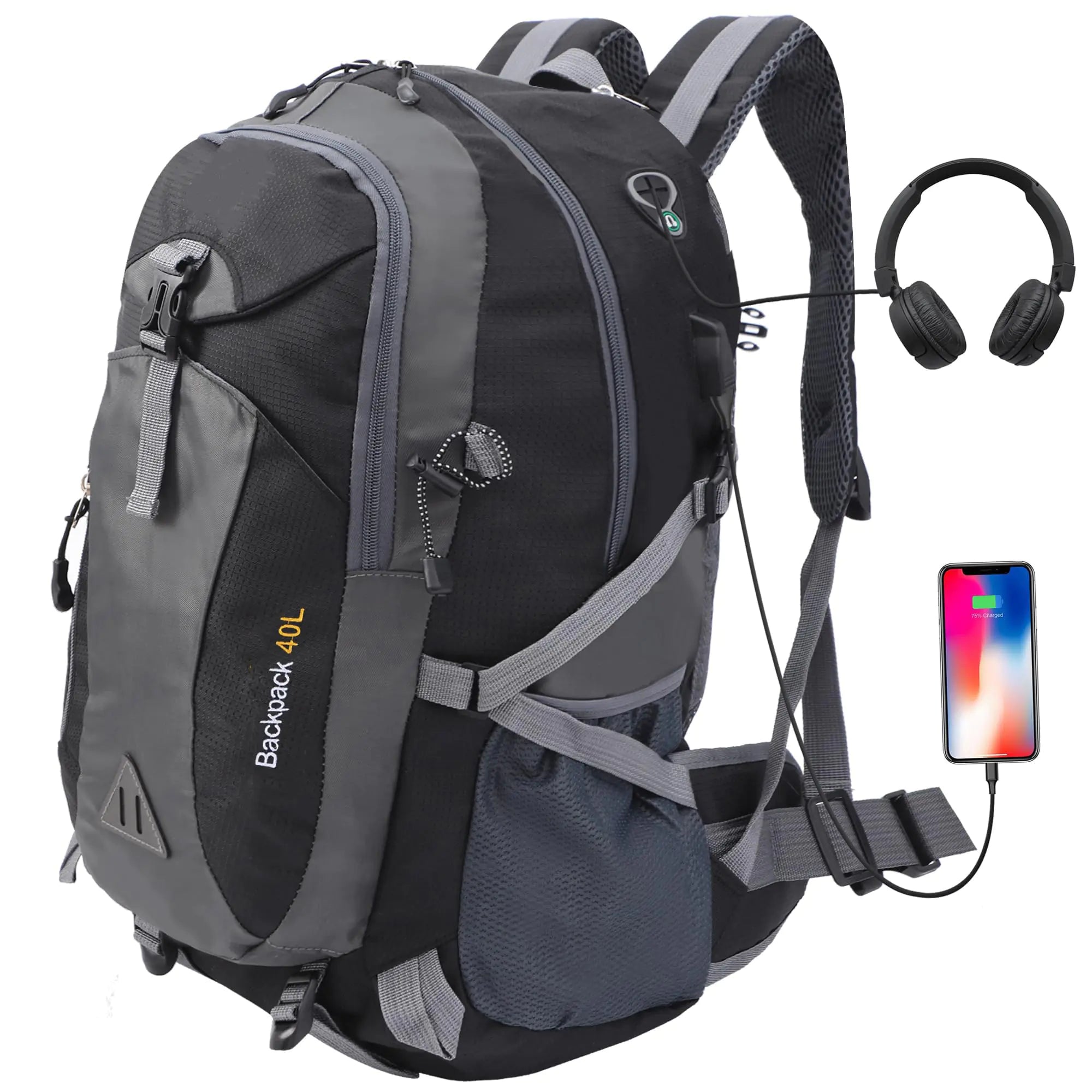 Alitifiy Lightweight Hiking Backpack for Men and Women 40L Travel Backpack Outdoor Sports Camping Mountaineering Trekking Daypack Back Pack Bag Black