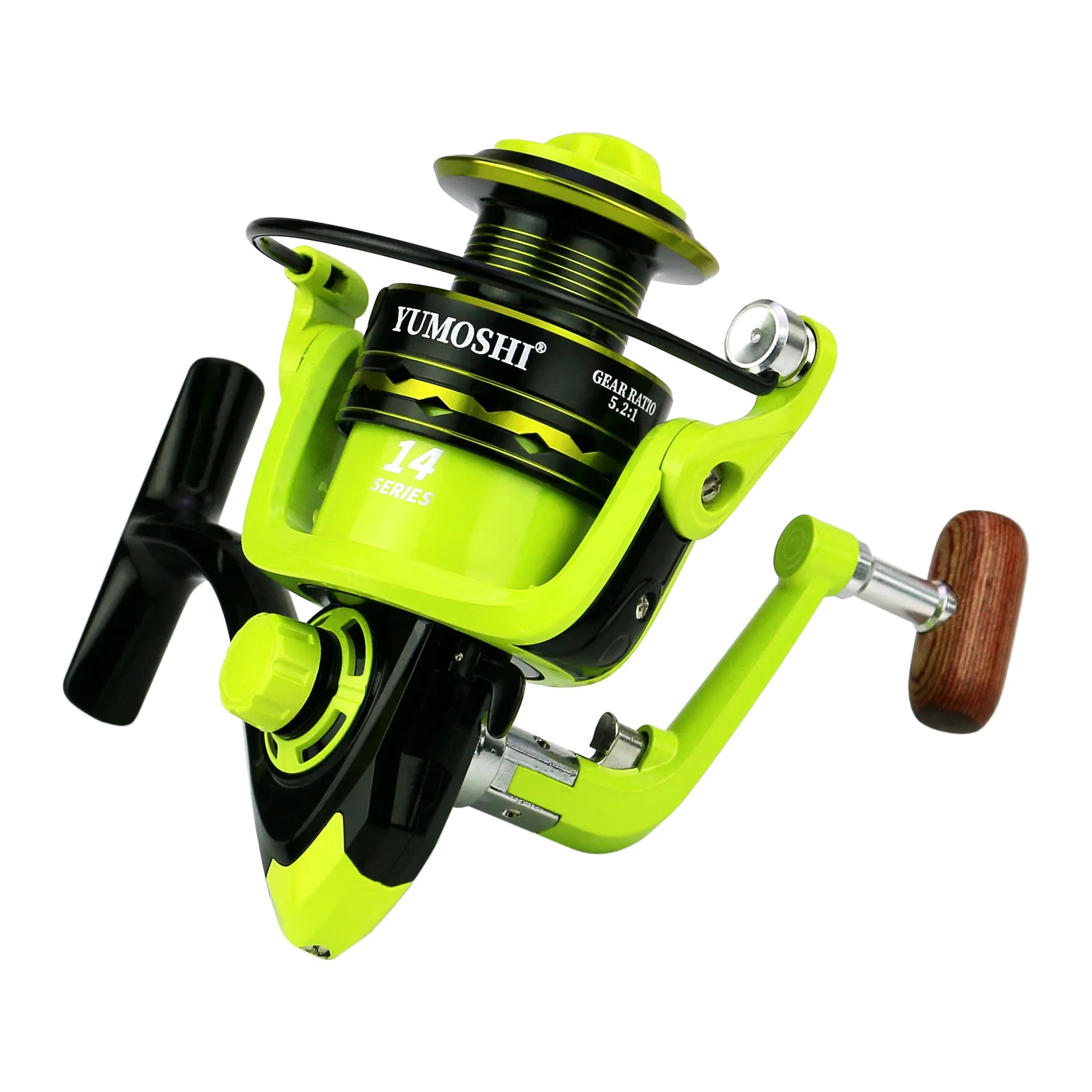 YUMOSHI Metal Spinning Reel for Fishing Green
