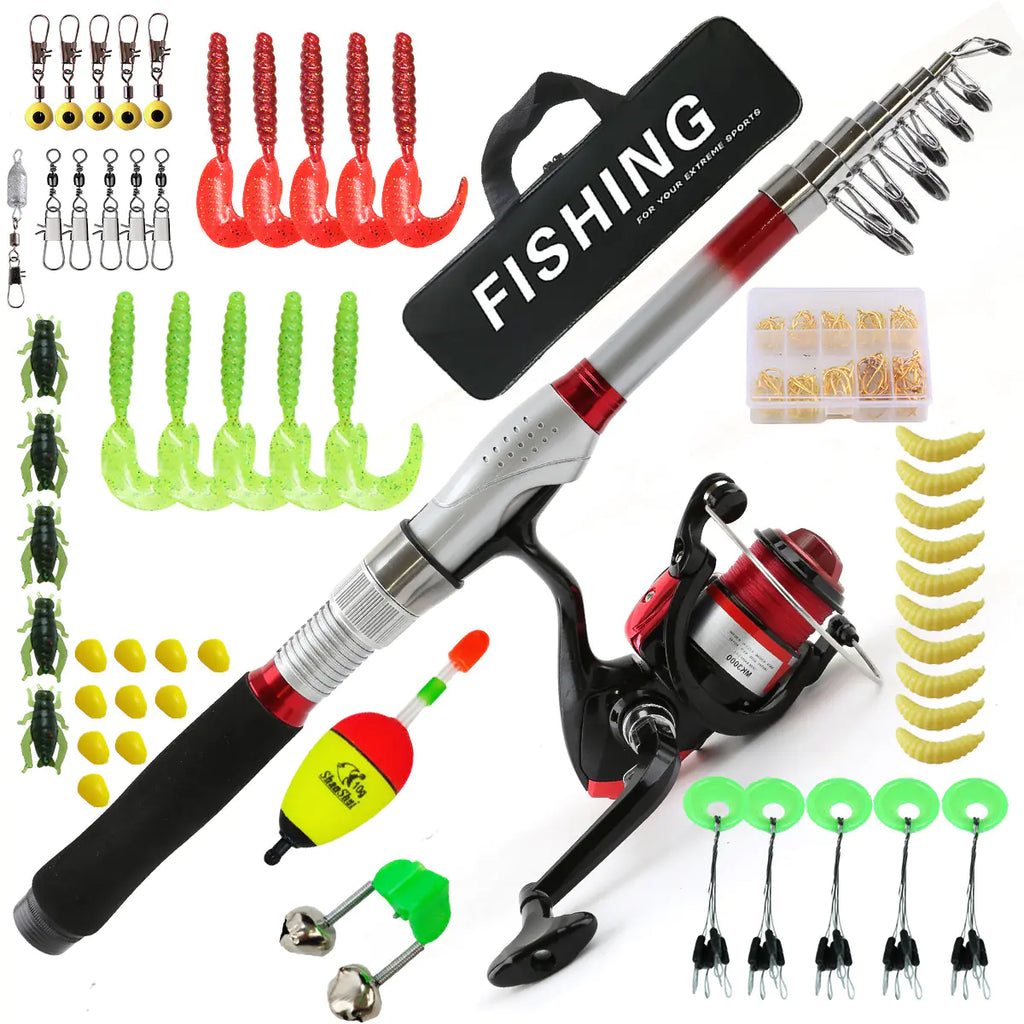 ZURYP Fishing Gear Set with Rod, Soft Baits, Hooks