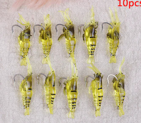 10Pcs Soft Prawn Lure Bait for Bass Fishing Tackle