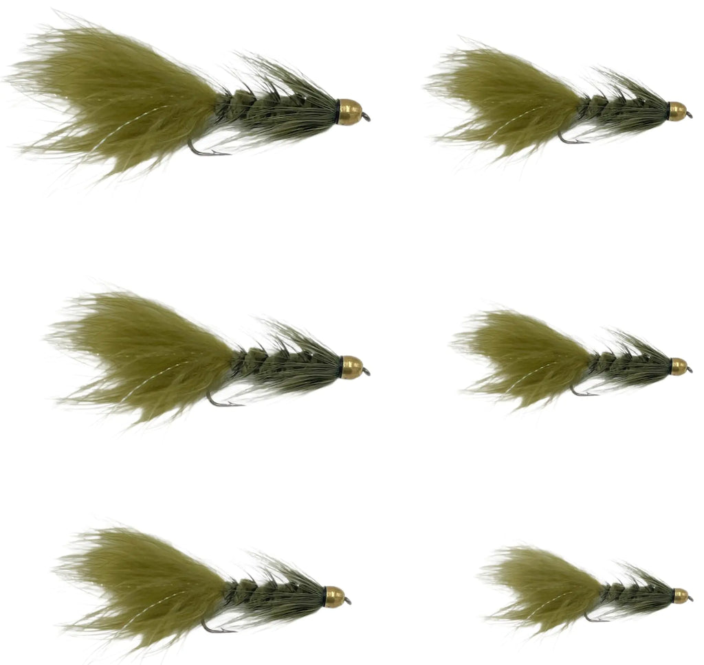 Feeder Creek Flies for Fly Fishing Conehead Woolly Bugger Trout Flies | Bass Flies | Fly Fishing Flies Set |12pc Fly Fishing Streamers (Olive 4)